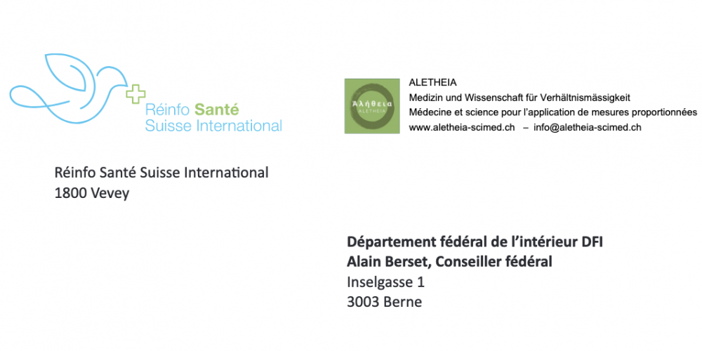 Réinfo Santé Suisse renouvelle sa demande de moratoire urgent sur les « vaccins » contre le Sars-CoV-2